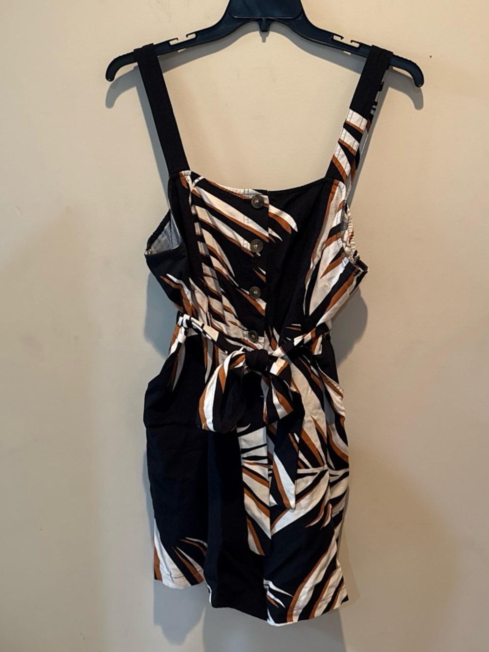 Nine West Black Tropical-Print Romper with Brown & White Accents